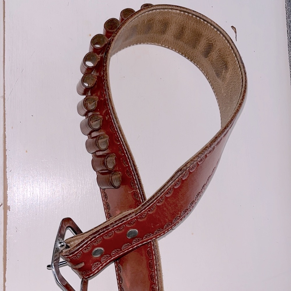 Solid Hand Hammered Leather Cartridge/Bullet Belt… - image 3